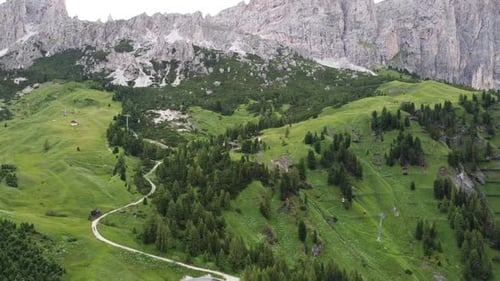 Aerial View of Mountain Area in Dolomites, Italy