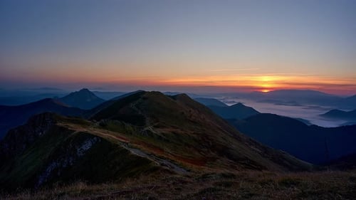 Sunrise Over Mountain Range Landscape