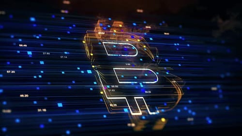 Futuristic Bitcoin Symbol with Global Data Network Animation