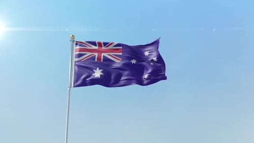 Waving Australian Flag 3D Animation
