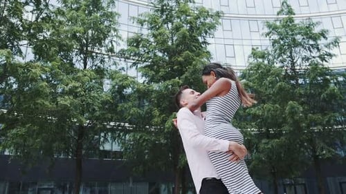 Loving Couple Embrace in Urban Setting