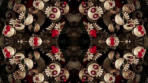 Spooky Cute Cartoon Skull Kaleidoscope Background Animation