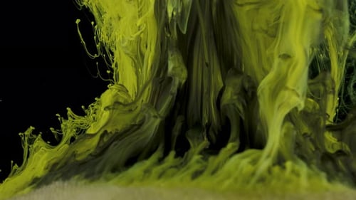 Abstract Flowing Yellow Green Ink