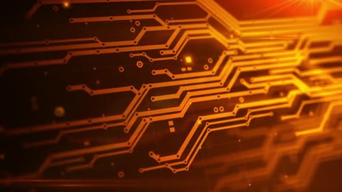 Glowing Futuristic Technology Circuit Board Animation