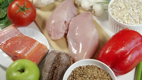 Variety of Healthy Raw Foods on Display