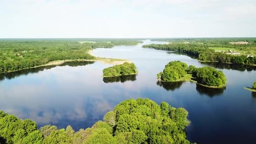 Scenic Lake with Islands Aerial View