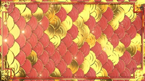 Animated Red and Gold Scales Pattern for Chinese New Year