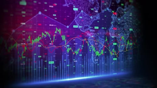 Digital Global Stock Market Data Candlestick Chart Animation