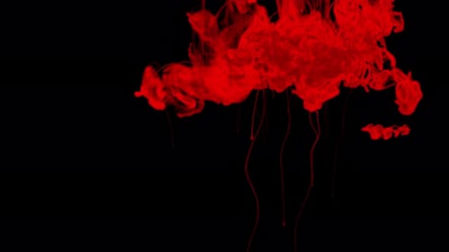 Abstract Red Ink Swirling on Black Background