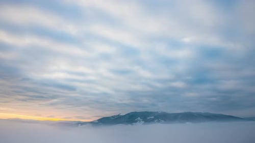 View in Foggy Sunset Winter Mountain