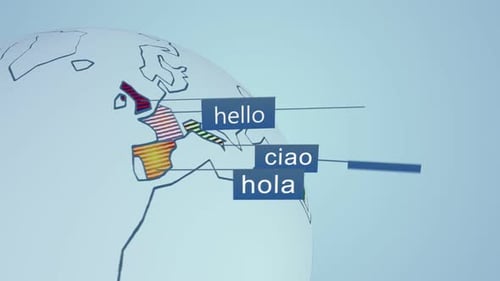 Word "hello" in fourteen widely spoken languages in the World. Colorful scheme.