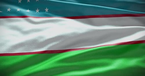 Uzbekistan Flag Waving Animation