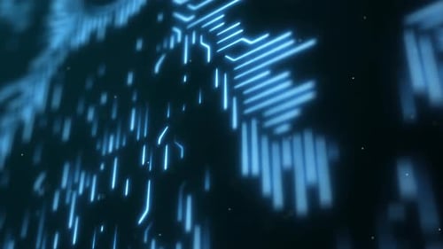 Futuristic Blue Circuit Board Lines Animation