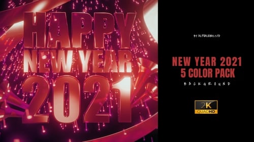 Shiny Happy New Year 2021 Title Animation with Party Ribbons