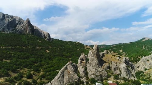 Majestic Mountains and Lush Greenery Aerial View
