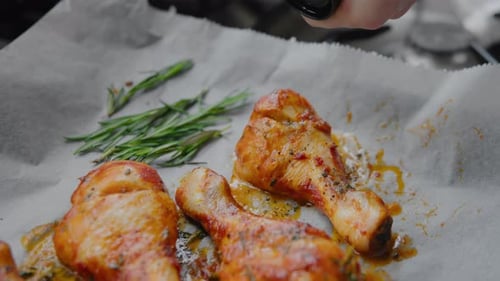 Adding Herbs to Delicious Roasted Chicken