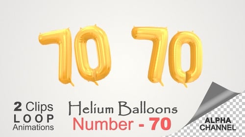 Golden 70 Number Balloons Floating for Celebration Animation