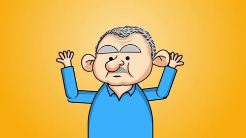 Cartoon Man Character Shrugging with Wiggling Head Animation