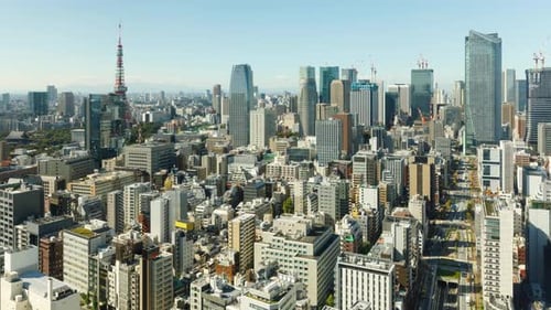 Time Lapse of the densely packed buildings of Tokyo Japan