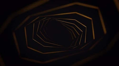 Abstract funnel of yellow octagons spinning endlessly