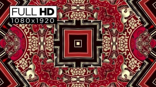 Ornate Red and Gold Kaleidoscope Pattern Loop Background