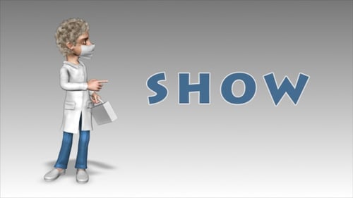 Cartoon Doctor Character Pointing and Presenting