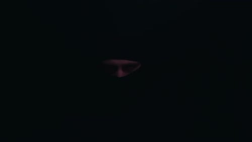 Anonymous Criminal Standing Under Blinking Light, Bank Robbery, Alarm System