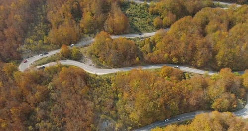 Autumn Mountain Road View From Above