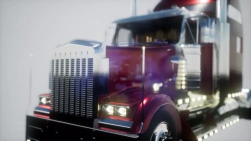 Modern 3D Semi-Truck Animation with Shimmering Lights