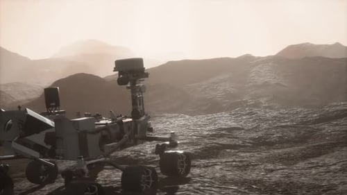 Mars Rover Exploring Alien Planet Landscape