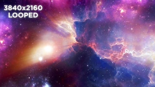 Vibrant Space Nebula Flythrough Animation with Stars