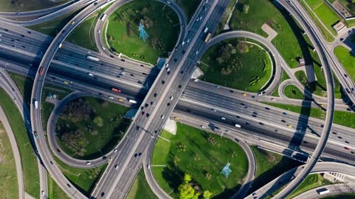 Freeway Intersection Traffic Trails in Moscow