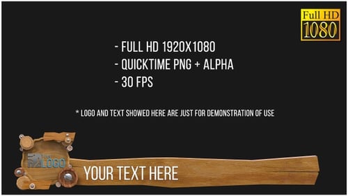 Rustic Wooden Lower Third with Animated Logo and Text