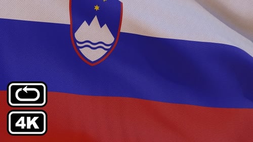 Slovenian Flag Waving with Realistic Fabric Texture