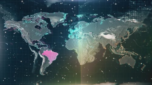 Futuristic World Map Digital Data Network Connection