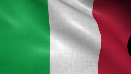 Waving Italian Flag with Realistic Fabric Texture
