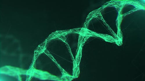 Green Binary Molecules Structure DNA Model Rotating Medical 3D Animation