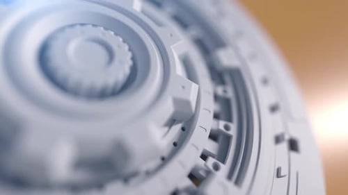 Futuristic Digital Gear Mechanism Rotating Loop Background