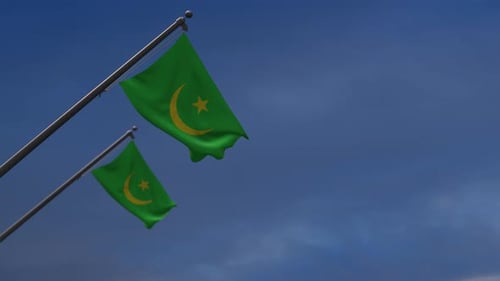 Mauritania National Flag Waving in Realistic Animation