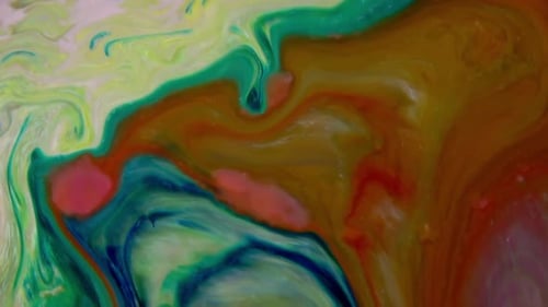 Colorful Paints Mixing in Abstract Close Up Footage
