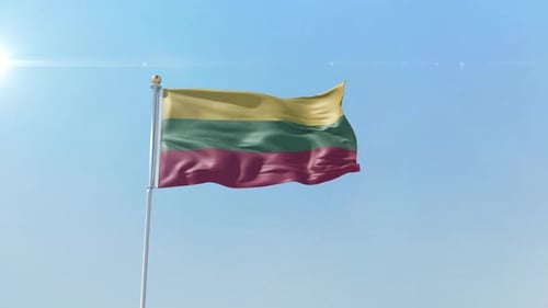 Realistic Waving Flag Animation on Blue Sky