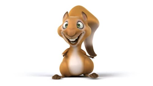 Cute Animated 3D Squirrel Character Smiling Waving