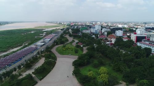 Ciudad de Vientiane en Laos vista desde el cielo