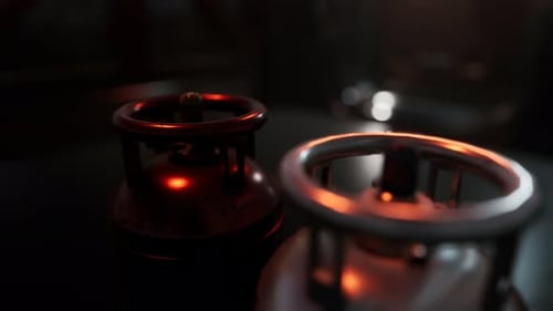 Industrial Gas Cylinders with Dynamic Lighting and Rotation