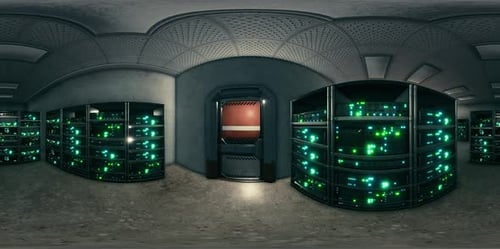 VR360 Network Server Room with Computers for Digital Tv Ip Communications