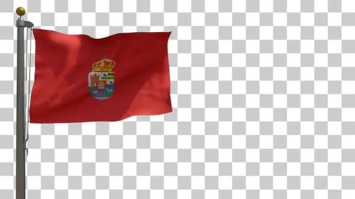Animated Red Flag with Historical Emblem Waving