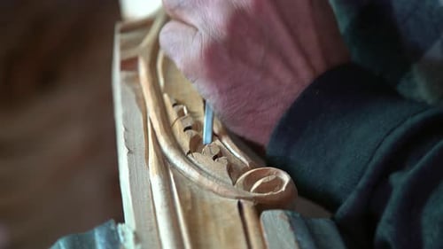 Close Up Wood Carving Decorative Design