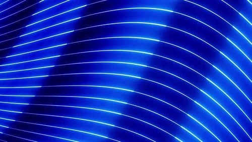 Abstract Blue Neon Lines Flowing Wave Background