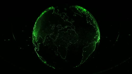 Digital Earth Globe Rotating with Global Network Connections