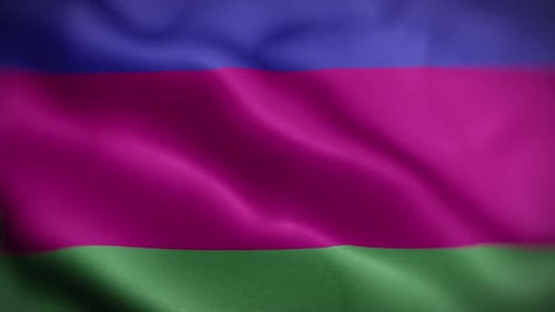 Abstract Waving Flag Background Loop with Blue Magenta Green Stripes